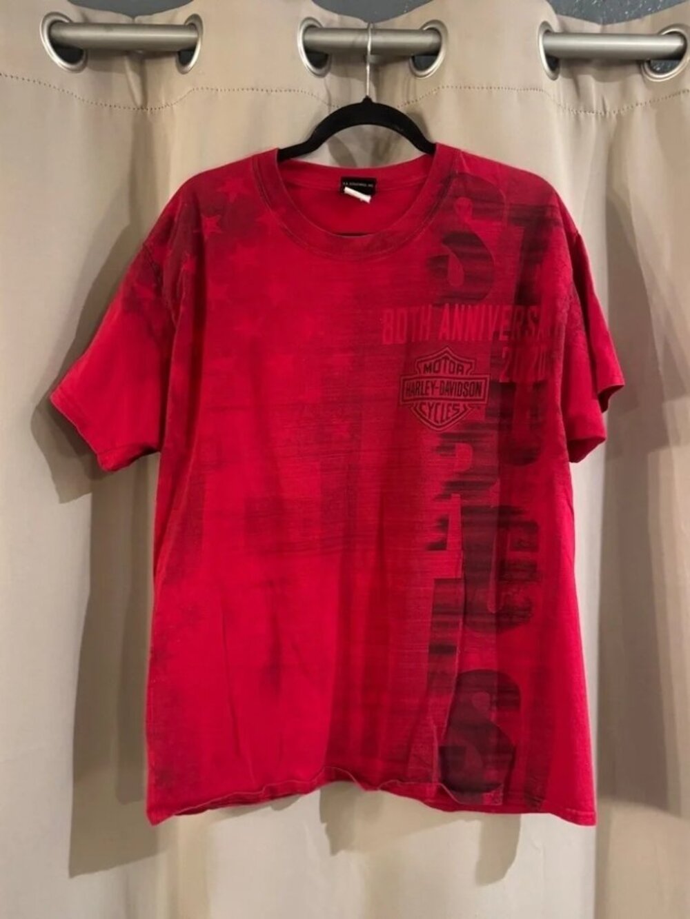 Harley-Davidson Red Short Sleeve Graphic Tee with Subtle Black Print